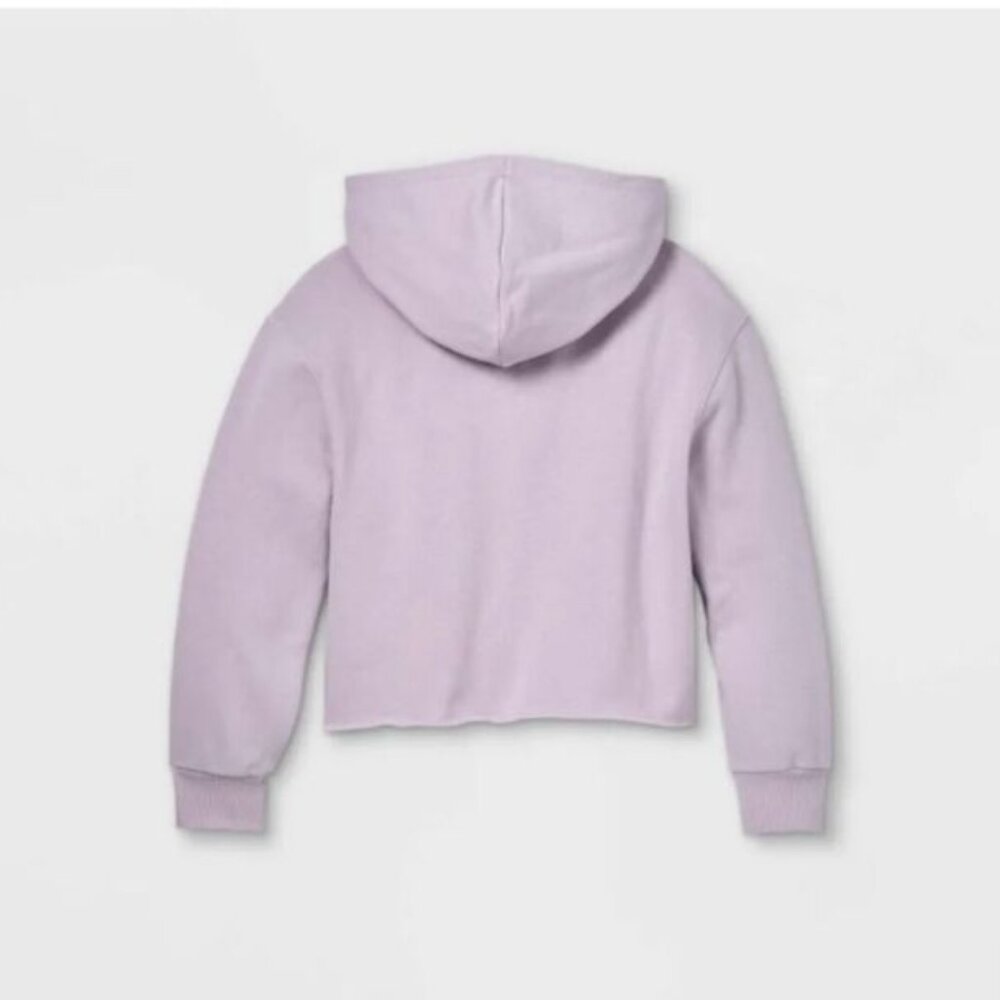 Art Class - Kids' Fleece Raw Edge Boxy Hoodie Size S/M Violet - Picture 2 of 7